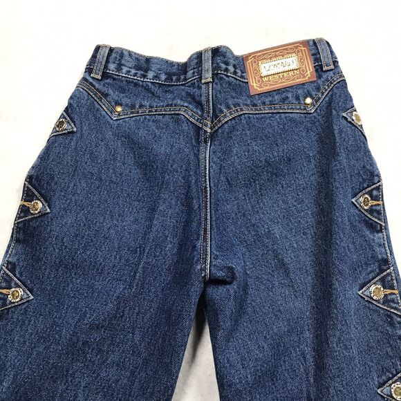 80s LAWMAN WESTERN Jean Women 1(24x34) Slim Fit Long Inseam Button Leg Vintage - Picture 5 of 16